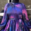 Ropa étnica Vestido musulmán satinado Impreso digital Abaya Dubai Vestidos largos africanos de lujo para mujeres con bufanda Hijab Fiesta islámica Kaftan