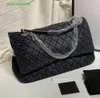 Partihandel denim Maxi Jumbo Classic Flap Bags quiltade Meatlasse Chain Crossbody axelluxury designer mode gata cool stor kapacitet utomhus rese handväska