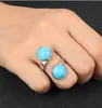 10mm 12mm Natural Gemstone Turquoises Rings for Women Round Stone Pink Crystal Tiger Eye Adjustable Open Finger Ring Gemstone Jewelry