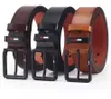 Bälten Mens Pu Leather Eloy Pin Square Buckle Belt BusinessLeisure Belts 2023 Fashion Black Coffee Brown Midjebälten för män