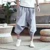 Men's Shorts Summer Casual Harun Pants Mens Loose and Wide Leg Capris Vintage Chinese Ethnic Style Big Pants Oversized Beach Mens Pants Y240320