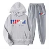 Spårar Mens Tracksuit Trend Hooded 2 Pieces Set Hoodie Sweatshirt Sweatpants Sportwear Jogging Outfit Trapstar Man Cloth