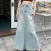 Etekler zarif kadın y2k uzun kot kadınlar kawaii mavi etek vintage harajuku Kore giyim maxi jean sokak kıyafeti