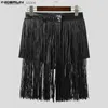 Men's Shorts 2023 Mens Shorts Tassels Solid Button Street Clothing Personalized Summer Irregular Shorts Party Fashion Mens Bottom S-5XL L240320