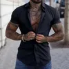 Men's Casual Shirts Men Solid Color Shirt Summer For Stylish Slim Fit With Turn-down Collar Short Formal