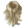 14 inches European Virgin Human Hair 613 Blonde Hairpiece 7x9 PU Topper for White Woman