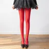 Women Socks Wine Red High Elastic Matte Velvet Pantyhose Spring And Autumn Non-Transparent Flesh Solid Color Stockings S