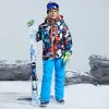 Ботинки, горная зима, зимний костюм для мальчиков-подростков, спортивный теплый детский лыжный комплект, непромокаемая куртка, брюки, спортивный костюм для сноуборда, одежда для маленьких детей