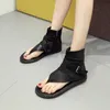 New Summer Sandal Large Flat Bottom Pinch Toe High Roman Belt Buckle Sandals Personalized For Women Sandles Heels 240228