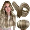 Extensions Voller Glanz, natürliches Haar, Tape-in-Extensions, 100 % Remy-Echthaar, Ombré, 20 Stück, 50 g, Balayage, nahtlos, blond, zum Aufkleben auf das Haar für Frauen