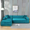 Housses de canapé en velours élastique, bleu Turquoise, housse d'angle pour canapé, chaise longue, anti-rayures de chat, pour salon 240306