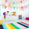 Party Decoration Vintage Colorful Burlap Linen Bunting Flags Pennant för Happy Birthday Wedding Candy Bar