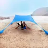 Tält och skyddsrum Portable Sunscreen Sand Free Beach Tent 210x210 Sunshade Anti-UV Gazebo Sun Shade UV Protection Shelter Rainproakt Awisning