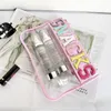 Transparent PVC broderi tygklistermärken reser vattentät kosmetisk väska kreativa bokstäver patch handhållen makeup arrangör 240320