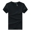 Men's Suits A2266 Plus Size T-Shirts Summer Casual V-Neck Breathable Brand T Shirt Men Short Sleeve Solid Color Cotton Tops Tees