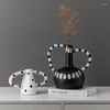 Vases Nordic Creative Black And White Dot Flower Resin Decoration Model Room Home Porch Living Simple Vase Gift