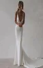 New Deep V Neck Mermaid Wedding Gowns Sexy Open Back Buttons Bridal Dress Long Sweep Trumpet Women Formal Occasion Wear9082353
