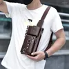 Marsupi Borsa in pelle di mucca per uomo Confezione da viaggio Borsa da cintura vintage piccola Fanny da uomo Borsa casual per cellulare