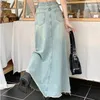 Etekler zarif kadın y2k uzun kot kadınlar kawaii mavi etek vintage harajuku Kore giyim maxi jean sokak kıyafeti