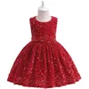 INS Girls Red Sequins Velvet Vest Dresses Halloween Children Cosplay Kleding Kerstmis Kinderen Party Stage Performance Kleding Z4292