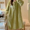 Women's Sleepwear Dress Design Sleep Bottom Warm Dressing Winter Size Ladies Dresses Soft Big Nightgown Pajamas Sleeping Korean Sweater Long