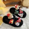 Kapcia 2023 Kappy Bożego Narodzenia Kobiety zimowe owłosione buty domowe plus aksamitne solidne, słodkie miękkie stado zagęszczone slajdy swobodne buty dla kobiet
