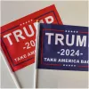 Bannerflaggor Donald Trump 2024 14x21cm Ta Amerika tillbaka flagga med flaggstång valdekoration Drop Delivery Home Garden Festive PA