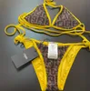 Luksusowe damskie bikini projektant Sexy Beach Bikini Swim garnitur modny list wydrukowany koronkowy under ułamki stroju kąpielowego dla kobiet