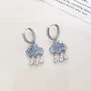 Boucles d'oreilles coréennes mignonnes en forme de nuage pour femmes, cristal bleu, pluie, Zircon, goutte, bijoux de fête de mariage, cadeaux