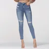 Jeans, Damen-Leggings mit hoher Taille, elastische, eng anliegende Distressed-Jeans