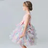 Robe de princesse pour filles, tenue de fête d'anniversaire pour enfants, jupe superposée arc-en-ciel, style d'automne, 240318