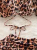 Сексуальный комплект SINGREINY с леопардовым принтом, эротические комплекты из трех предметов, женский мини-топ с открытыми плечами + короткие юбки на шнурке + стринги, сексуальные ночные костюмы 24319