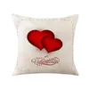 Cuscino LOVE Heart Print Cover 18x18 pollici Lino Decor San Valentino Federa Custodia decorativa per divano di casa