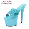 Dress Shoes 16.5CM Super High Heels Women New Gladiator Thick Platform Sandals Fashion Nightclub Female Summer Weave Slides Slippers H2403218LAGT0LU