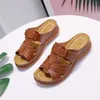 110 Women Walking Shoes Casual Flat Slippers Open Toe Vintage Wedge Sandals Fashion Platform Anti-slip Thick Sole for Travel Seaside 23282