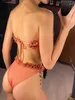 Damen-Bademode XS-L sexy Bandeau-Bikini mit Rüschen, Damen-Badeanzug, Damen-Badeanzug, zweiteiliger Bikini-Badeanzug, Badezimmer-Set, Badeanzug V4916 J240319