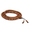 Strand India Mysoltan Barrel 108 Pulseira masculina e feminina com contas de sândalo