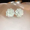 Stud Earrings Blooming White Flower For Women Stripe Design Irregular Petal Acrylic Korean Fashion Girls Ear Accessories