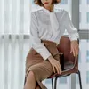 Robes de travail femmes Slim Blouse haut et mi jupe 2 pièces ensemble automne hiver jupes moulantes ensembles