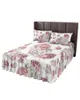 Sängkjol Vintage Flowers Pink Peony White Elastic Fitted Bed Stead med kuddväskor Madrass Cover Bedding Set Sheet