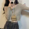 Женский вязаный укороченный кардиган, женский полосатый свитер, винтажный мягкий сладкий повседневный осенний Y2k для девочек, нежный корейский стиль, сексуальная трикотажная одежда