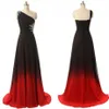 Sexy Noir Rouge Omre Gradiant Une épaule Soirée Robe De Bal Real Pos Cristal Mousseline De Soie Dos Nu Parti Robes Formelles Pageant Dress2556838