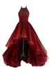 2020 New Halter High Low Low Ball Tulle Tulle Dark Red Tiers Sexy Secrial Virts Evening Dress Dress Frick3015941