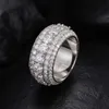 Bijoux Hip Hop en argent Sterling 925 pavé VVS Moissanite diamant multicouche glacé, bague de mariage pour hommes