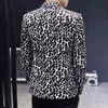 High Quality Blazer Mens Leopard Print Elegant Fashion Party Shopping Premium Simple Business Casual Gentleman Slim Fit Jacket 240313