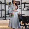 Sequins Embroidered Maxi Dress for Women Turkey Arabic v Neck Long Sleeve Jalabiya Muslim Islamic Ethnic Abaya 2023 Eid