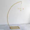 for indoor Wedding Chandelier Decoration Golden Metal Backdrop Chandelier Stand With Light Half Moon Acrylic chandelier Wedding Stage Decoration Backdrop Arch