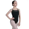 Stage Wear Criss-Cross Black Camisole Ballet Leotard Cotton And Mesh Dance Adult Practice Wears Ballerina Costume 5 Size 01D0171