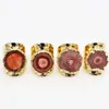 Cluster Rings Raw Stone Orange Sunflower Agates Druzy Quartz Justerbar ring Kvinnor Irregual Ryre Color Open Finger Jewelry Wholesale 4st