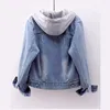 5xl Frauen Denim Chic Jacke Weibliche Oversize Oberbekleidung Lose Kurze Bf Mit Kapuze Jeans Mantel Große Tasche Tops 2023 Frühling Herbst 240311